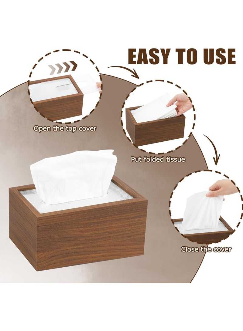 Facial Tissue Paper Box Cover, Wooden Tissue Box Holder, Facial Tissue Case Dispenser, Rectangular Tissue Holder for Home/Office/Car Decoration - Image 4